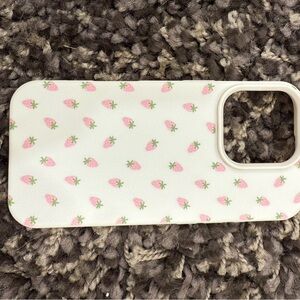 Strawberry Pattern Phone Case - White and Pink